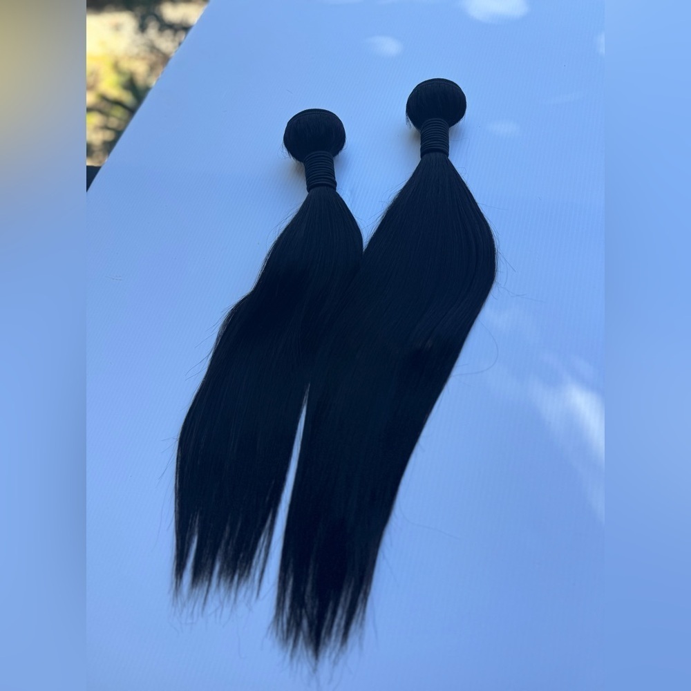 Human hair Blend 18 & 20 inches Black Straight Bundles - Weave / Weft